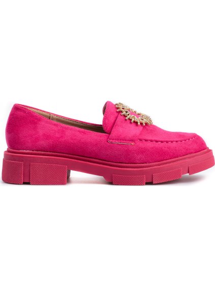 Női velúr félcipő Shelovet - sötét rózsaszín
