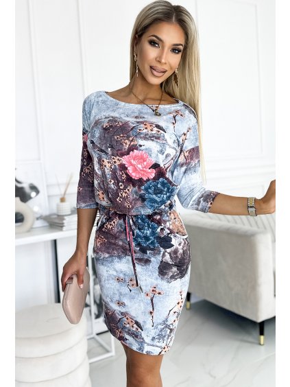 Sportos szürke virágos ruha FEDERICA