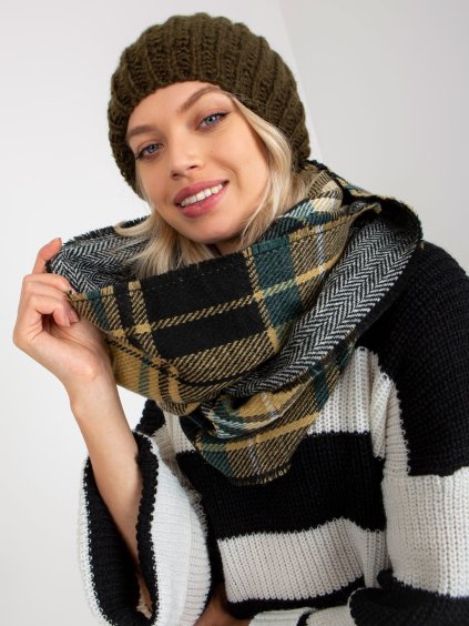 Kockás sál - fekete/bézs