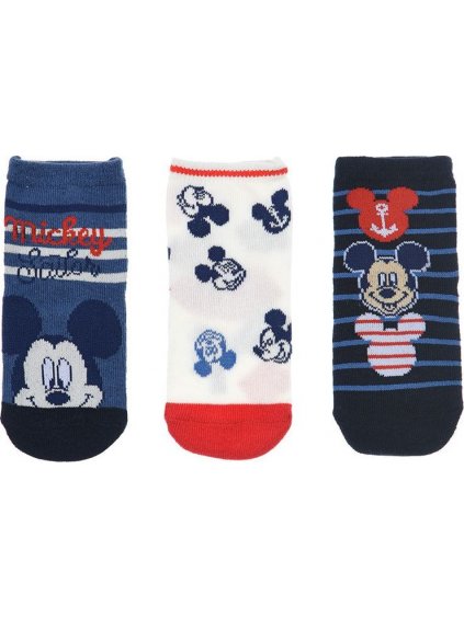 Hármas csomag zokni babáknak Mickey egér - kék/fehér/kék