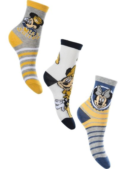 Három csomag zokni Minnie-vel - szürke/sárga/kék/fehér
