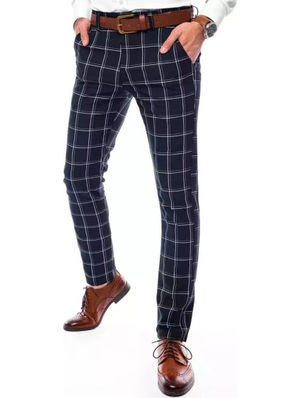 Sötétkék férfi kockás chinos