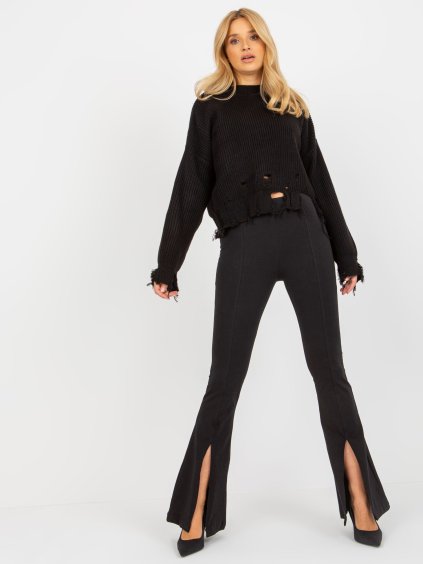 Fekete leggings hasított