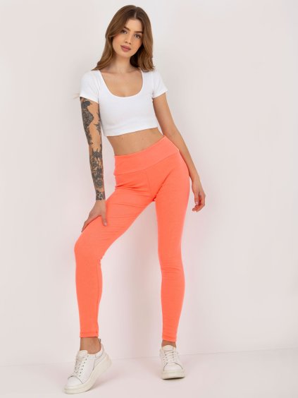 Neon narancssárga bordázott leggings