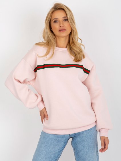 Világos rózsaszín pulóver vékony csíkkal
