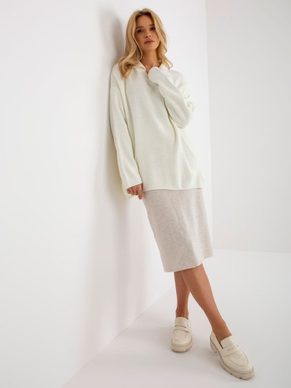 Krémszínű egyszínű bő pulóver