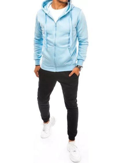 Világoskék és fekete tréningruha cipzárral