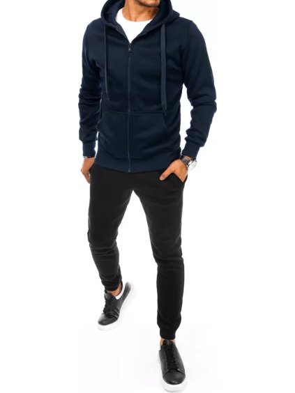 Sötétkék, fekete cipzáras tréningruha szett