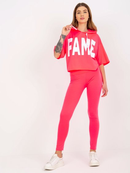 Neon rózsaszín sportos szett, pulóver és leggings