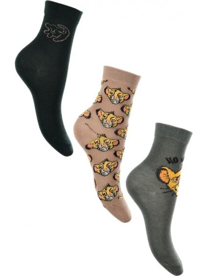 The Lion King Simba Boys zokni - fekete/bézs/szürke