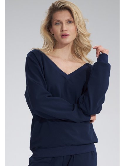 Sötétkék hátul megkötős pulóver