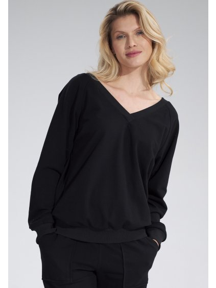 Fekete hátul megkötős pulóver