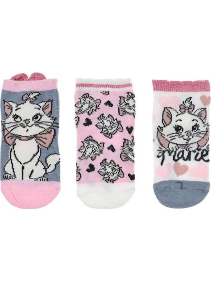 Disney Baby zokni - 3 pár - szürke/rózsaszín/fehér