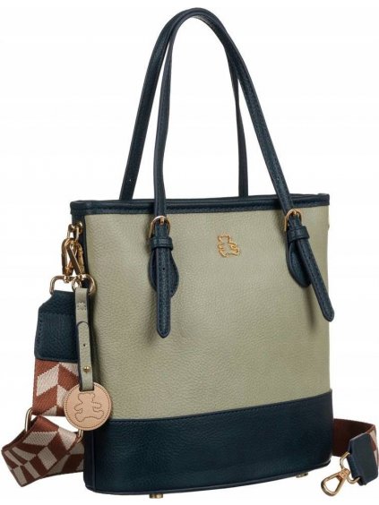 LuluCastagnette Fekete-zöld női shopper táska mintás pánttal