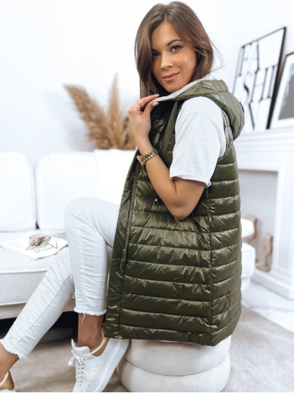 Megfordítható steppelt mellény NIKLA - khaki/szürke