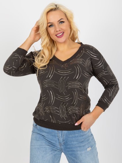 Khaki póló csillogó nyomtatással