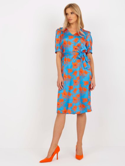 Kék virágos midi ruha