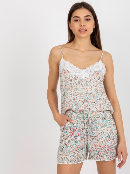 Világos virágos felső csipkével