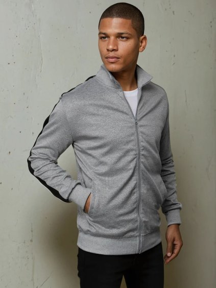 Világosszürke basic cipzáras pulóver