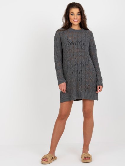 Sötétszürke oversize perforált pulóverruha