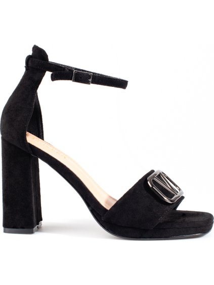 Női magassarkú fekete szandál Vinceza