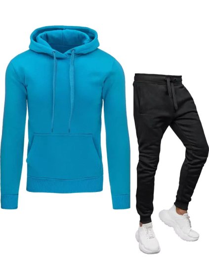 Világoskék-fekete férfi tréningruha szett