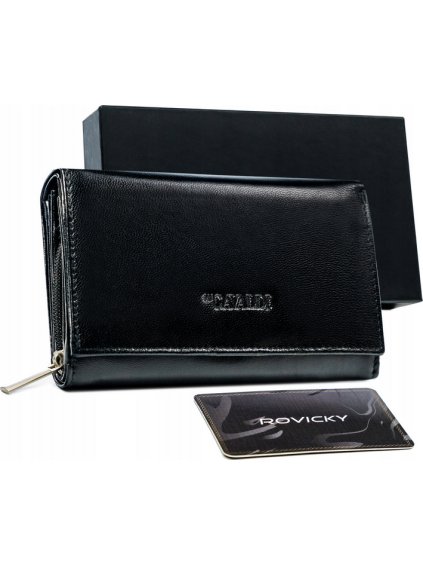 Cavaldi fekete pénztárca hátsó zsebbel M221