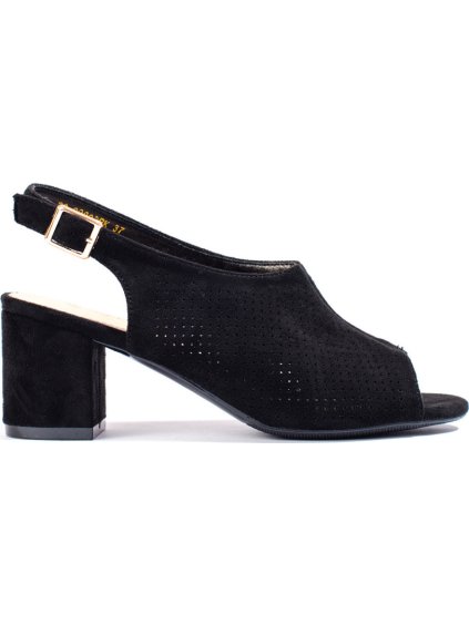 Perforált női fekete szandál Shelovet