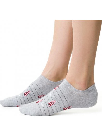 Világosszürke unisex bokazokni mintával Art.117