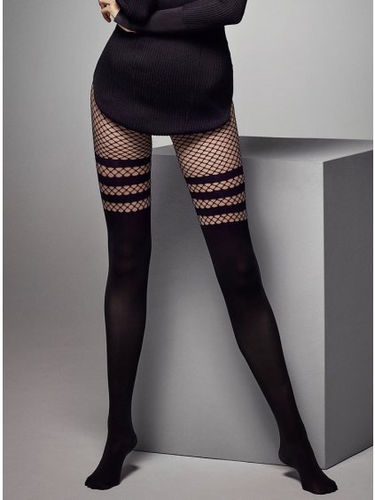 Fekete nylon nadrág Veneziana Luna Rete 40 den