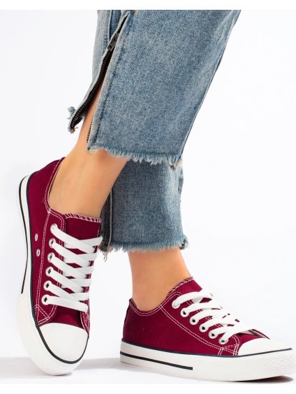 Női bordó vászon tornacipő