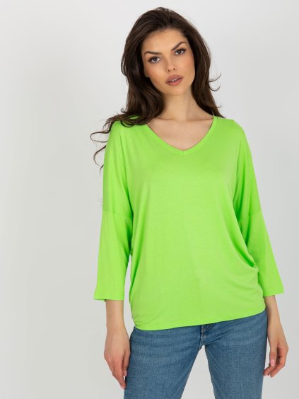Lime egyszínű 3/4 ujjú blúz