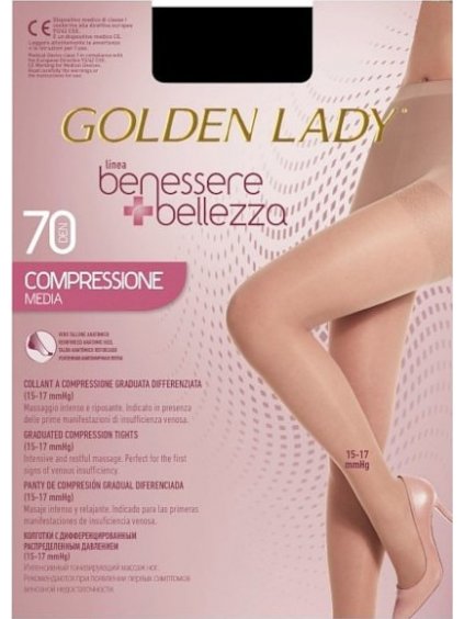 FEKETE NYLON GOLDEN LADY BENESSERE BELLEZZA COMPRESSIONE MEDIA 70 DEN