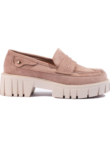 Női velúr platformos loafer Shelovet - Bézs