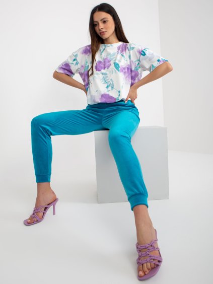 Krém-kék szett rövid ujjú