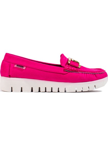 Sötét rózsaszín velúr mokaszin arany szegéllyel - Shelovet
