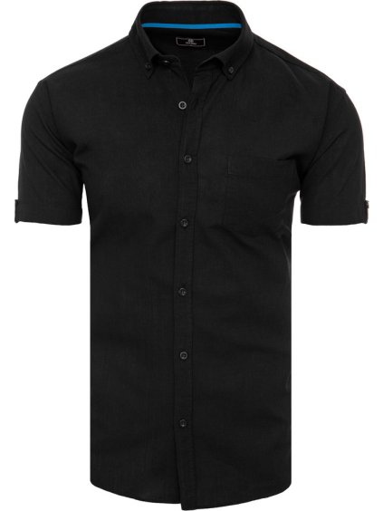 Fekete férfi egyszínű ing rövid ujjú