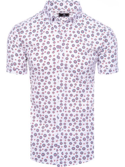 Fehér férfi ing - rövid ujjú piros mintával