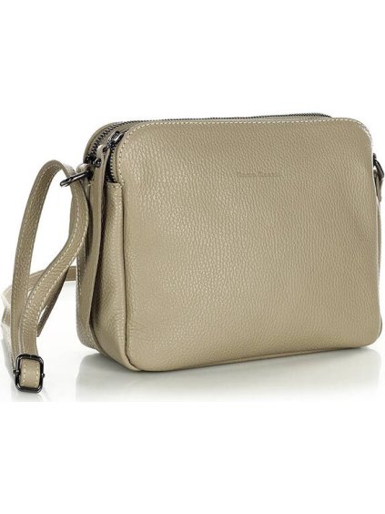 MARCO MAZZINI Cappuccino kétrekeszes bőr crossbody táska