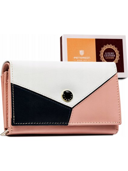 Peterson fehér-rózsaszín-fekete háromszínű pénztárca Y148