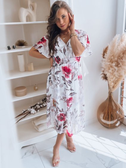 Fehér ruha LUNNA virágmintával