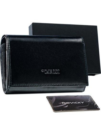 Cavaldi fekete sima bőr pénztárca M493