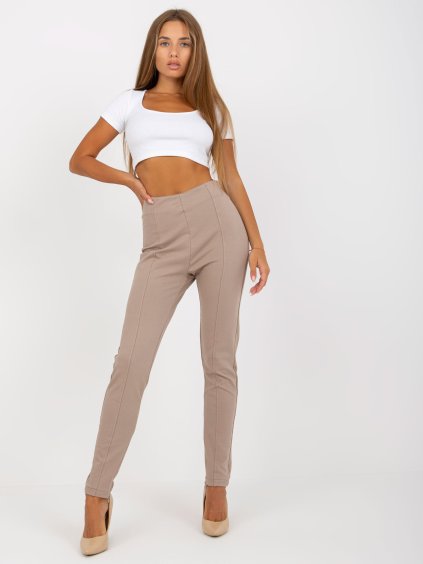 Sötét bézs leggings bokánál cipzárral