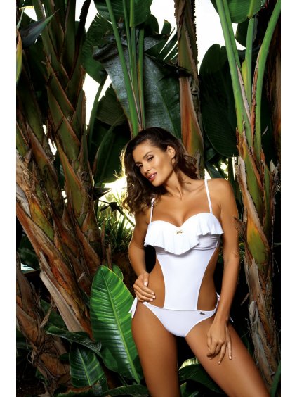 Fehér csomózott monokini fodorral Carmen Bianco