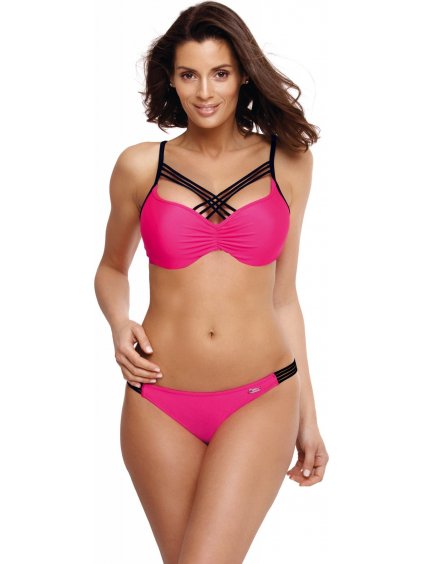 Sötét rózsaszín push-up bikini dekoratív csíkokkal a dekoltázsnál Electra Popstar