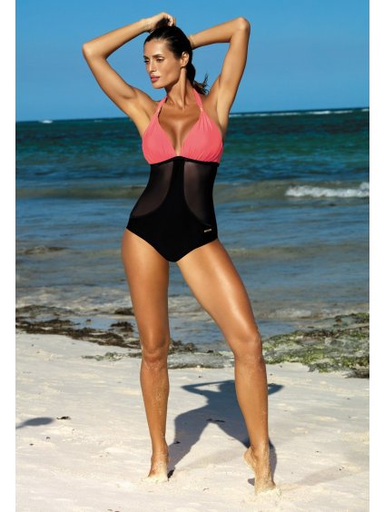 Korall-fekete monokini Priscilla Nectarine-Nero