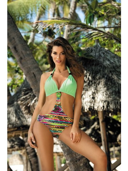 Világos zöld mintás egyrészes fürdőruha Anabella