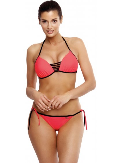 Korall színű bikini fekete szegéllyel Janette Nectarine
