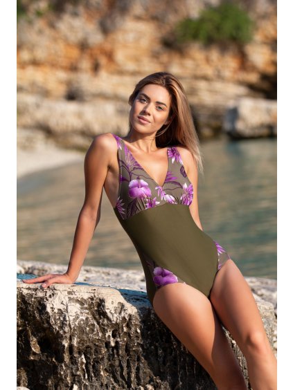 Khaki egyrészes fürdőruha Capri