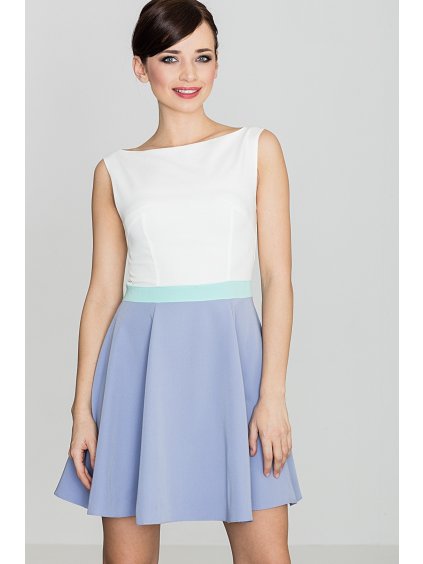 (Méret M) Fehér ruha lila szoknyarésszel